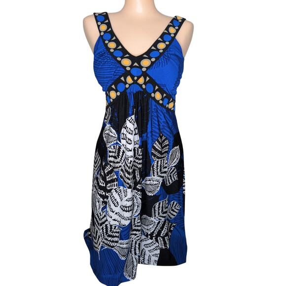 Babydoll Dress Small Mini Maximalism Boho Resort Vacation Cruise Tropical Summer - Picture 1 of 5